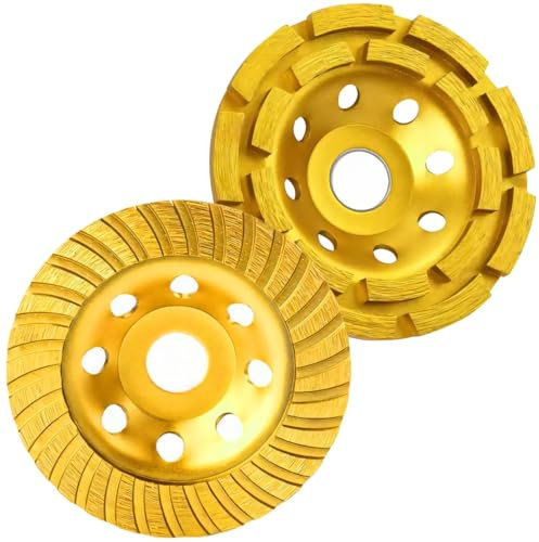 Retoo Disco abrasivo diamantato, 125 mm x 22,3 mm, oro per smerigliatrice per calcestruzzo, massetto, pietra, elevata potenza di estrazione, adatto per smerigliatrici angolari, fresa di