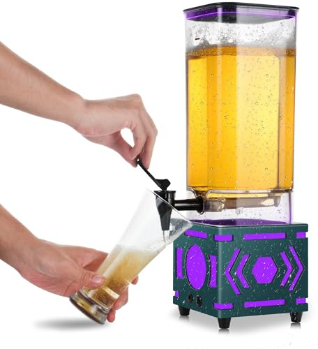 SERdeerCH 3 L beer dispenser, Distributeur de Boisson vec flash de couleur LED, amovible, facile à nettoyer, adapté pour la maison, les fêtes, les bars,