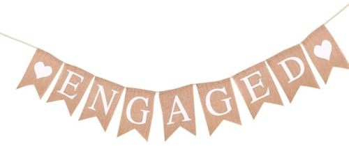 Elegant Linen 'Congratulations' Engagement Party Banner – Wedding Decorations – Ideal for Engagement, Bridal Shower, and Celebration Events