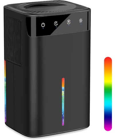 Dehumidifiers for Home-Upgraded Dehumidifier Bedroom with 2 Working Modes,Portable Small Dehumidifier with Auto Defrost & LED Lights,Smart Auto-Off,2.6L Mini Dehumidifiers for Bathroom,Basement-Black