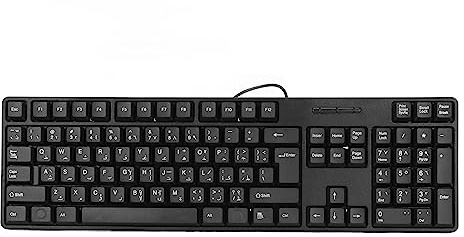 Elprico Tastiera Cablata Araba, Materiale ABS Durevole, Tastiera 'interfaccia USB, Tastiera per Ufficio 104 Tasti per Computer Desktop, con Tocco Comodo, per L'uso in Ufficio o in Casa