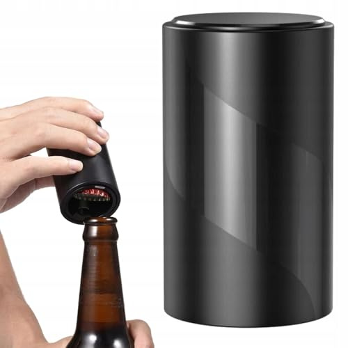 Automatischer Flaschenöffner aus Edelstahl & ABS Kronkorkenöffner in Schwarz Bieröffner mit Federmechanismus langlebig, einfach zu bedienen magnetisch, kompakt in schwarz