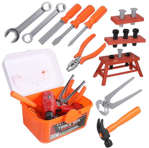 MAJORMENCH Set de Jeu Garçon Fille Boîte à Outils Électrique avec Perceuse Réaliste Rangement Pratique Stimulation Créativité pour Garçons et Filles