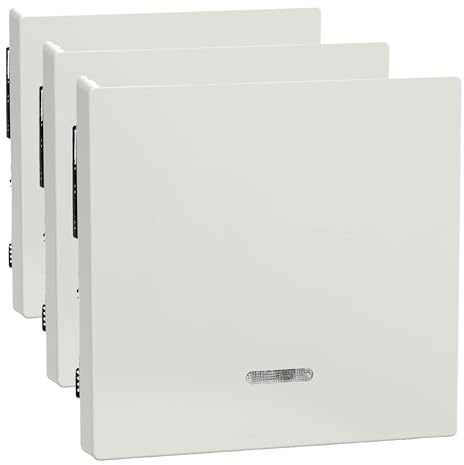 Schneider Electric Merten Wippe mit Kontrollfenster, für Kontrollschalter- und Taster-Einsatz, 1-fach, System M, polarweiss glänzend, Artikelnummer 436019, 3 Stück