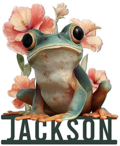 Personalized Frog Metal Sign, Custom Name Wall, Fence, Porch, Yard, Garden, Patio, Home, Office Hanging Decor – Gift for Mom, Dad, Daughter, Son, Frog Lover, Nature Enthusiast Birthday or Holiday