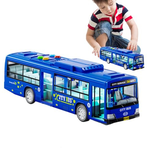 Leksaksbuss För Barn: Urban Diligence, Pedagogisk elektrisk buss med musik och , fordon fungerar med batterier och dörrar kan öppnas | Learning Game Di
