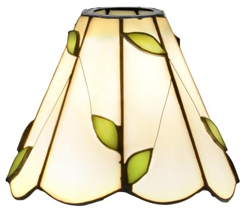 Tiffany Style Lampshade Replacement, 6 Inch Simple Leaves Stained Glass Lamp Shade, Handmade Vintage Art Deco Ceiling Light Shade, for Wall Lamp, Chandelier, Floor Lamp, Table Lamp