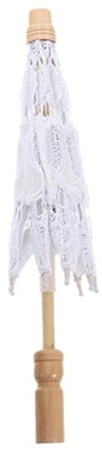 HONMEET Paraguas de Encaje Blanco para Novia 45 Cm Diámetro y Mango 43 Cm, Sombrilla Vintage para Boda y Accesorio para Fotos, Sombrilla Decorativa Clásica para Sesión Fotográfica Nupcial