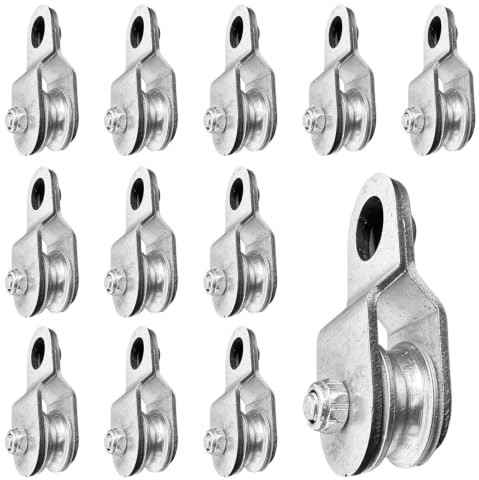 12 Stück Umlenkrollen für Seile, Edelstahl Umlenkrollen für Seile, Silber Riemenscheibe Seilrollen Pulley Laufrollen mit 2 Kugellager für Seile Stahlseil