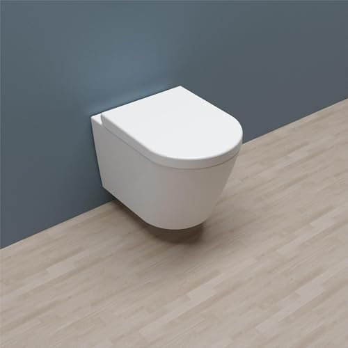 Huibathroom Bathroom Rimless Wall Hung Toilet Soft Close Seat WC White Ceramic