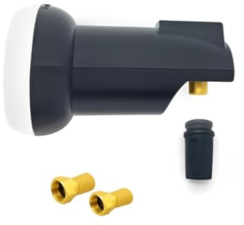 ARLI Universal Single LNB 0.1 dB – 1 Teilnehmer mit Wetterschutz + 2X F-Stecker vergoldet 40 mm Feed HDTV 4K 8K DVB-S2