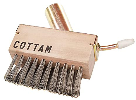 COTTAM Patio Block Paving Brush & Blade for Driveway, Path & Weed Removal | Tough steel wire on branded timber, pointed guarded scraper digs out deep-rooted weeds & moss, chemical-free
