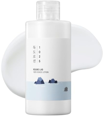 ROUND LAB 1025 Lotion Dokdo | Retient l'humidité, triple acide hyaluronique, émulsion, hydratation longue durée, lotion apaisante pour peau sensible (6,76 fl.oz)