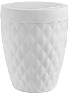 Addis 518030 Diamond Style Round Swing Lid Bathroom Bin, White