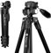 Treppiede da viaggio Fotopro 152cm, treppiede video con testa inclinabile a 2 vie e piastra a sgancio rapido per fotocamere reflex digitali, treppiede leggero per fotocamere con carico massimo di 3kg