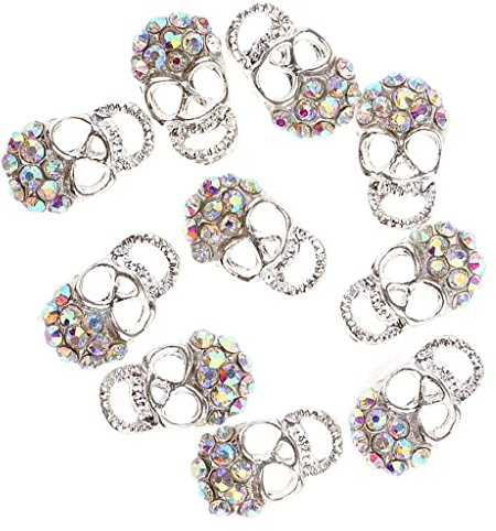 Fenteer 10pcs Tattoo Nail Art Aufkleber Totenkopf Schädel Fingernägel Nagel Sticker - Silber
