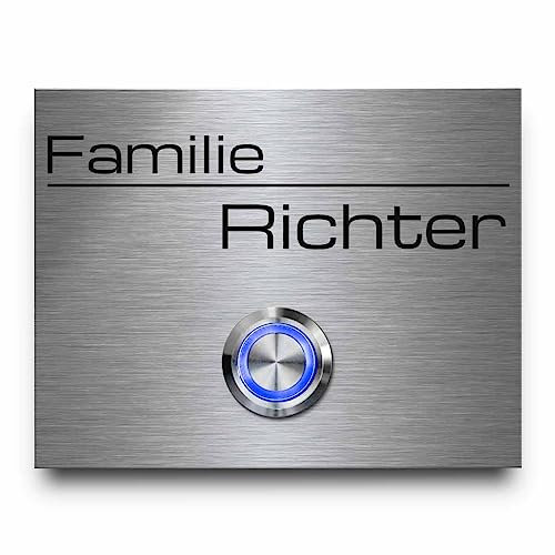Robuste Türklingel aus witterungsbeständigem Edelstahl - Klingelschild Modell Richter ab 9x7 cm | Große Auwahl an Motiven und Zubehör