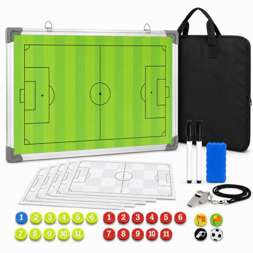 LionSports Profi Taktiktafel mit Tragetasche und Trillerpfeife - Verbessern Sie Ihre Spieler - Zusätzlich mit Zonenfeld für perfektes Stellungsspiel