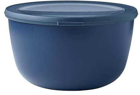 Mepal - Multi Bowl Cirqula Round - Plastbehållare med lock - Lämplig som lufttät behållare för kylskåp, mikrovågsugn, frys och serveringsfat - Köksskålar - 3 000 ml - Nordisk denim