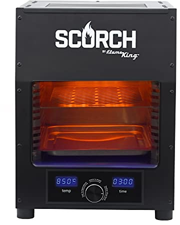Flame King Scorch Smokeless Infrared Electric Broiler for Indoor Use, Fits on Kitchen Counter, Insulated, Comes with Broiler Tray Black