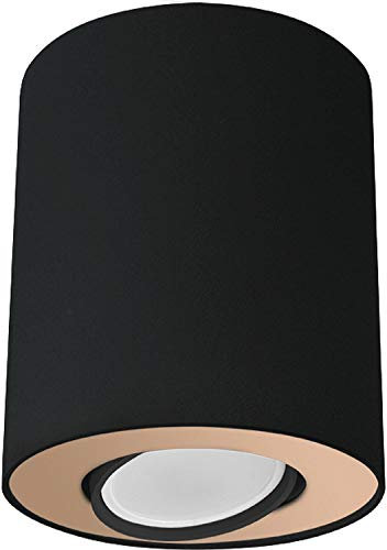 Licht-Erlebnisse Zweifarbige Deckenleuchte Schwarz Gold schwenkbar Ø10cm H:12cm Spot Lampe Wohnzimmer Flur MILENA