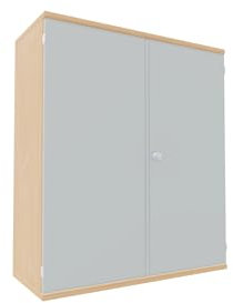 Flügeltürenschrank, 2 Dekor-Einlegeböden, abschließbar, 1200x425x1152, Lichtgrau/Buche
