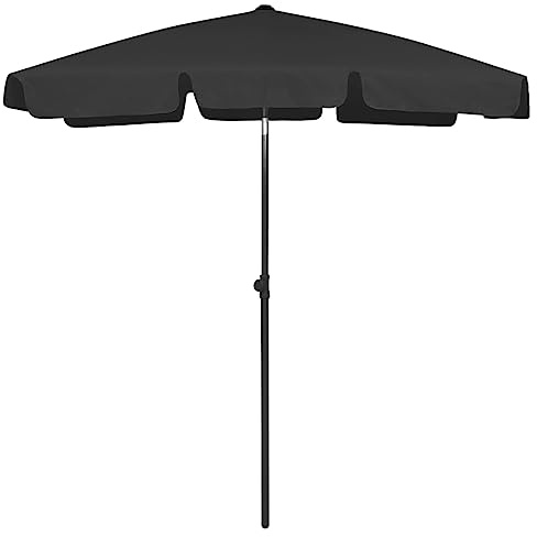 vidaXL Strandschirm Kippbar Sonnenschirm Balkonschirm Gartenschirm Ampelschirm Marktschirm Schirm Terrassenschirm Balkon Schwarz 180x120cm