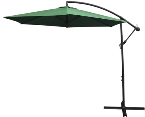 Monster Shop 3m freitragender Sonnenschirm Freischwinger Gartenschirm mit Kippfunktion und Hülle im Set Grün