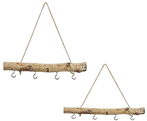 MACOSA CP52307 - 2 rami decorativi con gancio per appendere, in legno di betulla