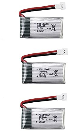 YUNIQUE GREEN-CLEAN-POWER - Ensemble de 3 Batteries LiPo 3,7 V 380 mAh pour quadricoptères RC | Compatible avec Hubsan X4, Syma X11, HS170 | Haute capacité, Performances fiables, Argent