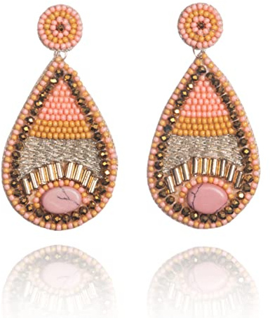 Zavana Lange Statement Ohrringe für Frauen, Baumelnde Tropfen-Ohrringe für Damen, handgemachte Boho Chic Ohrringe, Bohème-Modeschmuck für Frauen
