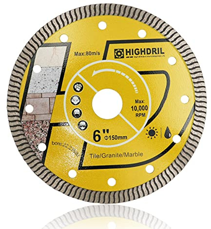 HIGHDRIL Diamant Trennscheibe 150mm für Beton,Granit,Naturstein,Ziegel | Diamant Trennscheibe 150mm Super Dünne Schneiden für Beton,Granit,Naturstein,Ziegel,Trockenschnitt