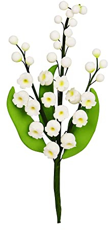 O'Creme Lily-of-the-Valley Gumpaste Sugar Flower Spray 6 Inch - Edible Flowers for Cake Decorating - Sugar Paste Flower Decorations for Cake, Cupcake Toppers - Set of 3 White with Buds