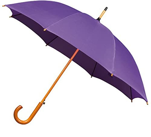 Falconetti Parapluie long femme - Ouverture automatique - Manche et poignée canne bois - Violet