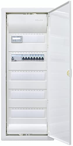 Hager VH60NC Répartiteur mural creux avec compteur 5 rangées I Prêt à être raccordé avec bornier I Équipement Legrand 1 x FI 4 broches + 1 x 3 pôles + 5 x 1 pôle LS B16A