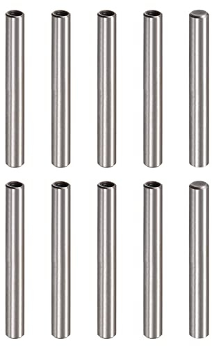 sourcing map M4 Internal Thread Dowel Pin 10pcs 6x50mm Chamfering Flat Carbon Steel Cylindrical Pin Bed Bookshelf Metal Devices Industrial Pins