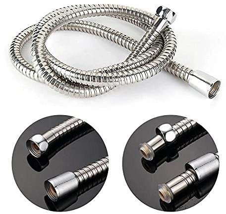 BAtlam Flexibler Brauseschlauch aus Edelstahl, 1 m/1,2 m/1,5/2 m lang, Badezimmer, Dusche, Wasserschlauch, Verlängerung, Sanitärrohr, Federrohr, 2 m (1,2 m)