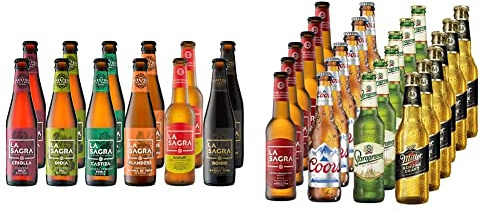 La Sagra Pack Cerveza Artesanal 6 Estilos, Botella, 12 x 330ml & Packs degustación Lagers del Mundo 24 botellas