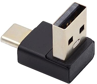 NFHK Adattatore di ricarica angolato da USB 3.0 tipo A maschio a USB 3.1 tipo C maschio, dati 10 Gbps, adattatore di ricarica a 90 gradi, per laptop e telefono