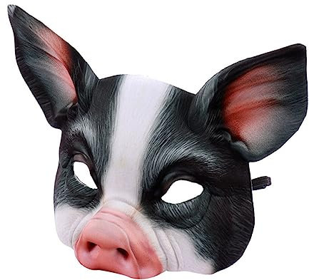 Abaodam Schwarz Schweinemaske Halbgesichts Tiermaske Für Partys Festivals Halloween Maskenbälle Kostümbälle Cosplay Damen Herren Schwarz