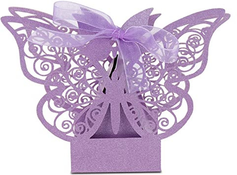 QANYEGN Caja De Dulces De 100 Uds., Caja De Dulces De Boda, Favores De Boda, Para Llenar Caja De Dulces, Joyería De Chocolate, Cumpleaños De Boda(Violeta)