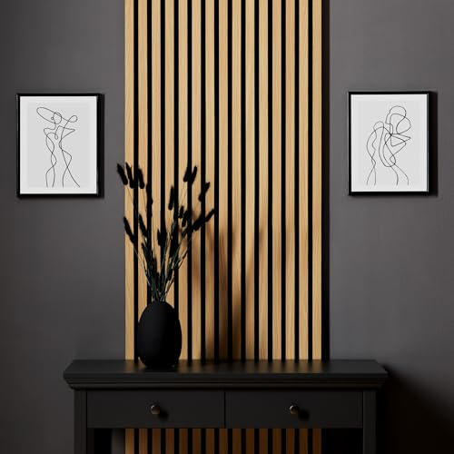 Homestyle4u 2411, Akustikpaneel 2er Set 60 x 120 cm in Holzoptik Eiche Natur Wandpaneel auf Filz 3D Wandverkleidung