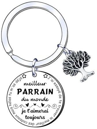 YUANSI Cadeaux PARRAIN Porte Clés Parrain Homme Meilleur Parrain - Bijoux Parrain - Cadeau Baptême - Annonce Grossesse - Demande Futur Parrain - Cadeau Noël, Anniversaire Parrain - Porte-clefs (7)