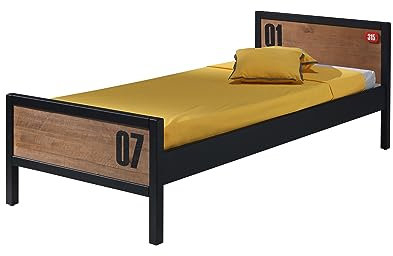 möbelando Einzelbett >Alex< in Kiefer gebürstet aus Massive Kiefer - 209x75x96,5cm (BxHxT)
