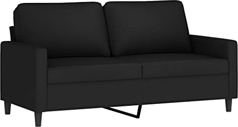 vidaXL Sofa 2-Sitzer, Loungesofa Couch mit Armlehnen Rückenkissen, Wohnzimmersofa Designsofa Metallgestell, Sitzmöbel Zweisitzer, Schwarz Samt