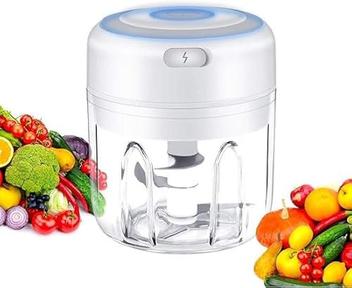 Mini Food Chopper, Wireless Portable Electric Garlic Chopper, Blender Food Processor, USB Charging, BPA-Free, Easy to Clean, for Baby Food/Peppers/Onions/Garlic/vegetable/Fruits/Chili/Meat/Nuts(250ML)