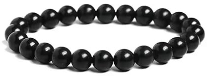 Shungit armband | 100% äkta naturstenar | bekvämt och elegant | koreanskt elastiskt snöre och smyckeskrin medföljer (Shungit, 8mm)