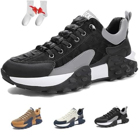 Sneaker Ortopedica Comfort da Uomo 2024, Scarpe Ortopediche da Uomo, Scarpe Sportive Morbide Traspiranti Antiscivolo e Impermeabili da Uomo Scarpe da Passeggio con Piattaforma Casual(Nero,41 EU)