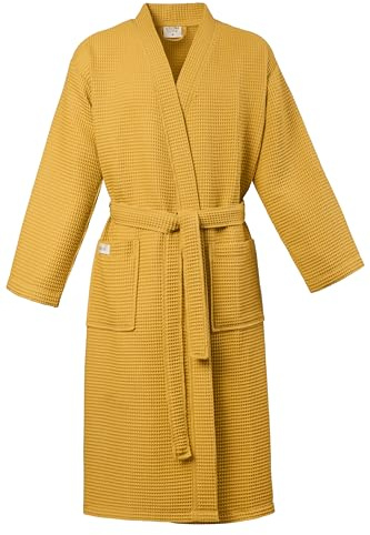 PandaHome Bademantel mit Kapuze 100% Baumwolle Waffelstoff Damen & Herren | Leichter Morgenmantel Waffel, Reisebademantel, Weiches, Saugfähiges und Leichtes Spa Bademäntel