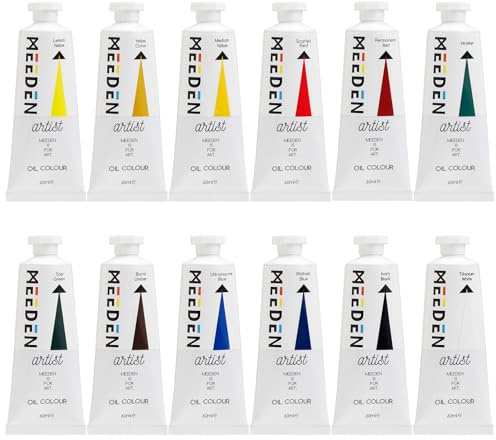 MEEDEN Artist Ölfarben-Set - 12 Farben x 60ml Tuben - Künstlerbedarf für Leinwandmalerei